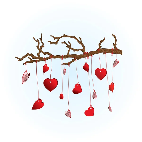 Иллюстрация Red Heart Graphics Tree Love — стоковый вектор