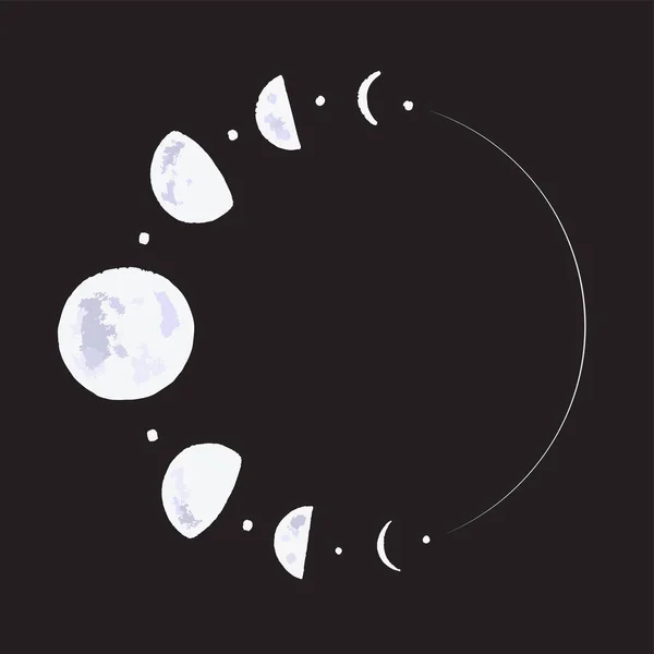 Illustration Graphique Texture Art Lune Avec Ascension Nouvelle Lune Dessins — Image vectorielle