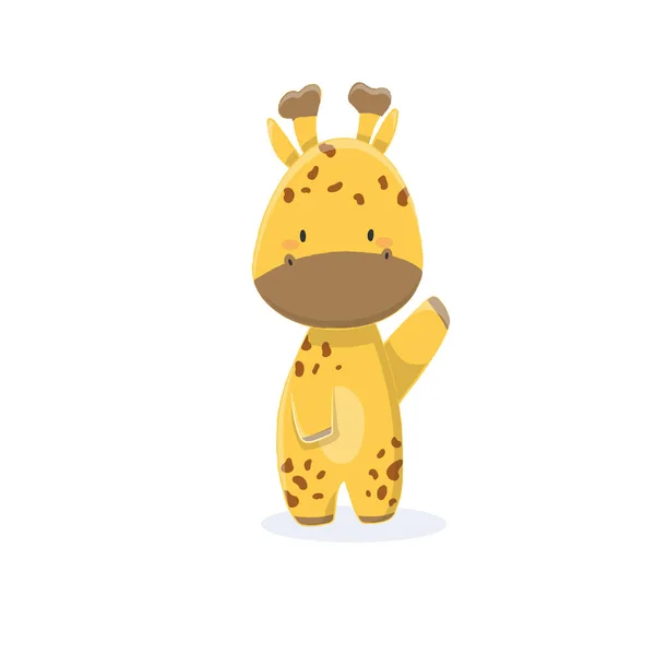 Desenhos Animados Criança Ilustração Bonito Feliz Animais Girafe —  Vetores de Stock