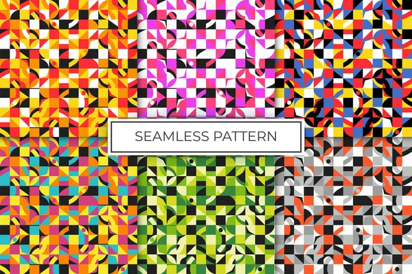 Collection Pattern Seamless Squares Blot Painted Bright Background Print Style — Stock Vector