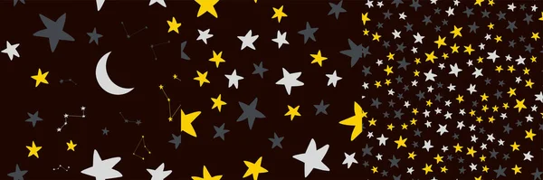 Colección Patrones Estrellas Espacio Negro Cielo Diseño Para Impresión — Archivo Imágenes Vectoriales