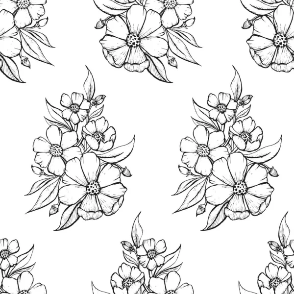 Esquema Flores Patrón Para Imprimir Diseño Decoración Textil — Archivo Imágenes Vectoriales