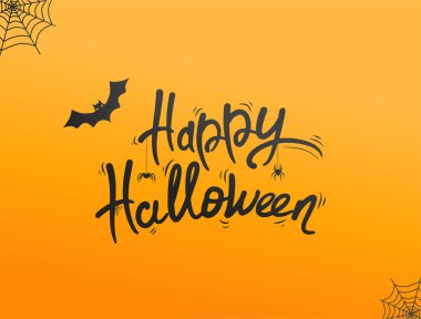 Mutlu Cadılar Bayramı mektupları. Afiş, poster, tebrik kartı, parti davetiyesi için örümcekli ve internetli tatil el yazısı.