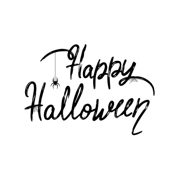 Gelukkige Halloween Belettering Vakantie Kalligrafie Met Spin Web Voor Banner — Stockvector