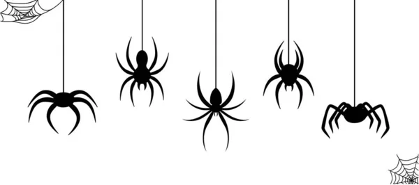 Black spiders hang on a web. Use for print, posters, print pattern. Check out other spider patterns in my collection.
