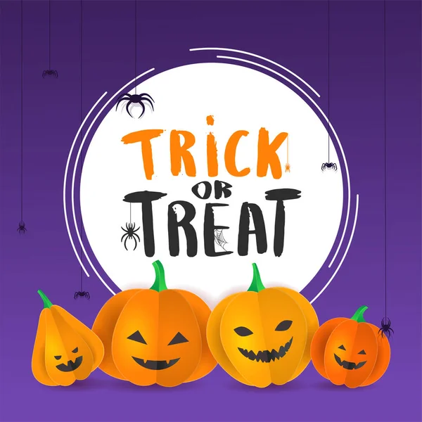 Design Template Paper Pumpkins Halloween Faces Banner Brochure — Stockvektor