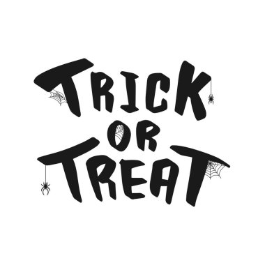 Koleksiyon Trick veya Treat harf şablonu. Tatil el yazısı. Pankart, poster, tebrik kartı, parti davetiyesi.