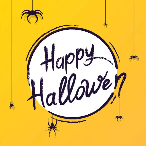 Gelukkige Halloween Belettering Template Vakantie Kalligrafie Met Spin Web Voor — Stockvector
