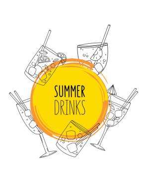 Renkli gözlüklü menü ya da kafe için poster tasarımı şablonu. Doku brusher Tasarımı