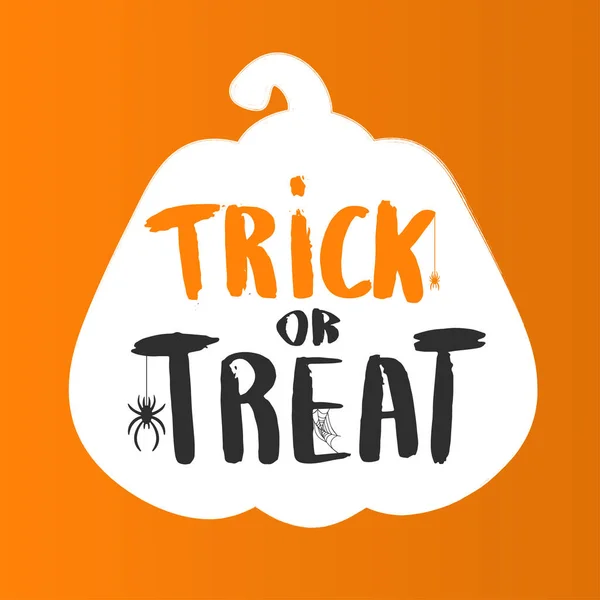 Lettering Pumpkin Isolated Trick Treat Text Banner Poster Greeting Card — Vector de stock