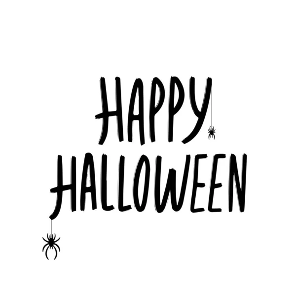 Gelukkige Halloween Belettering Template Vakantie Kalligrafie Met Spin Voor Banner — Stockvector