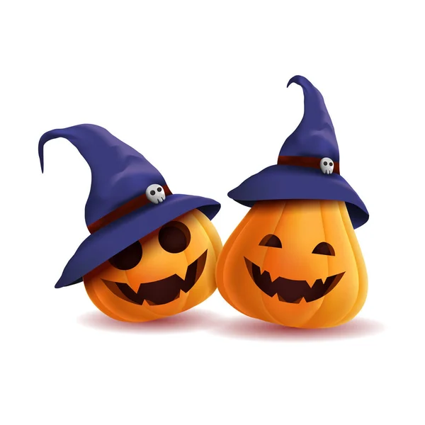 Halloween Pumpkin Realistic Heat Isolated White Vector Illustration —  Vetores de Stock