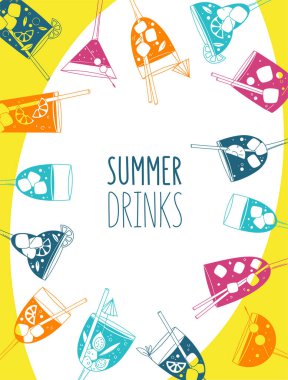 Renkli gözlüklü menü ya da kafe için poster tasarımı şablonu. Doku brusher Tasarımı