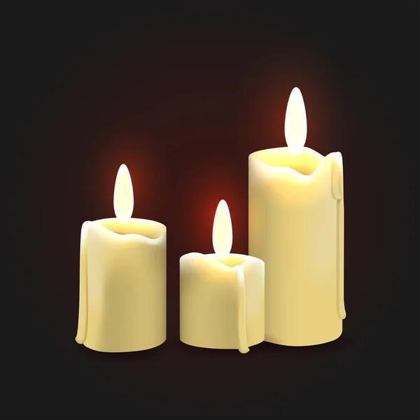 Illustration Realistic Cartoon Style Candles Black Background Your Design — Image vectorielle