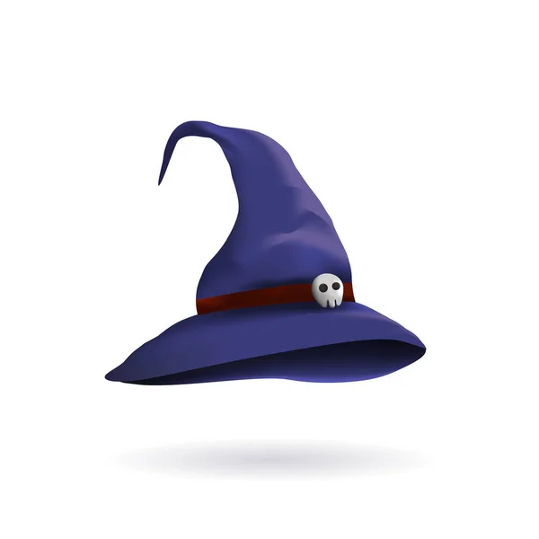 Illustration Cartoon Realistic Witch Hat Blue Color Your Design — Vector de stock