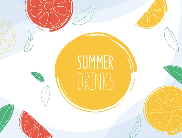 Background Summer Orange Lime Leaves Your Design — Διανυσματικό Αρχείο