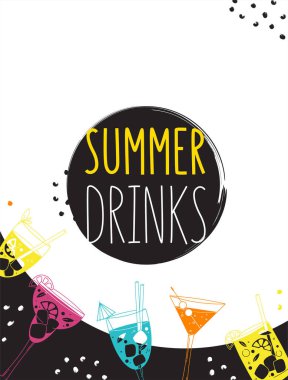 Renkli gözlüklü menü ya da kafe için poster tasarımı şablonu. Doku brusher Tasarımı