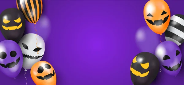 Background Balloons Faces Happy Halloween Vector Illustration — 스톡 벡터