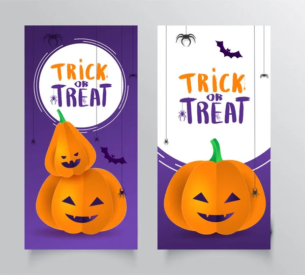 Collection Template Flyer Paper Pumpkins Halloween Faces Banner Brochure — Vector de stock