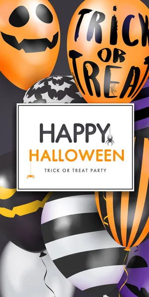 Template Banner Balloons Faces Happy Halloween Vector Illustration — Stockvektor