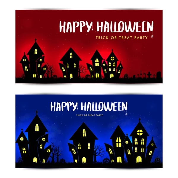Halloween Banner Flyer Design Template Offer Party Horror Vector Illustration — Vector de stock