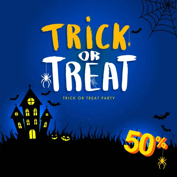 Halloween Banner Flyer Design Template Offer Party Horror Vector Illustration — Stockvektor