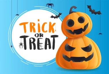 Yüzü olan gerçekçi balkabaklarının resmedildiği Cadılar Bayramı bayrağınız kutlu olsun. Modern tasarım