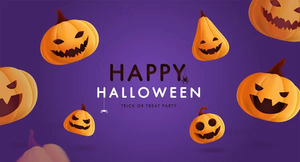 Background Pumpkins Air Happy Halloween Vector Illustration — Stockvector