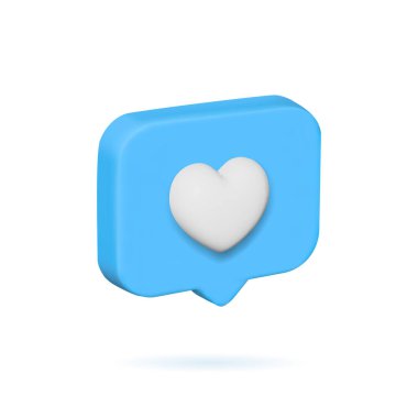 Blue bubble like thumb up button or feedback heart icon isolated on white background 3d rendering Vector illustration
