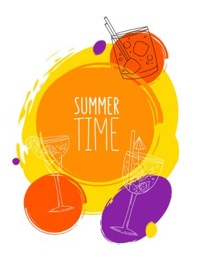 Renkli gözlüklü menü ya da kafe için poster tasarımı şablonu. Doku brusher Tasarımı