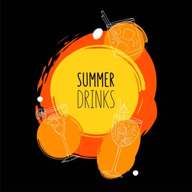 Renkli gözlüklü menü ya da kafe için poster tasarımı şablonu. Doku brusher Tasarımı