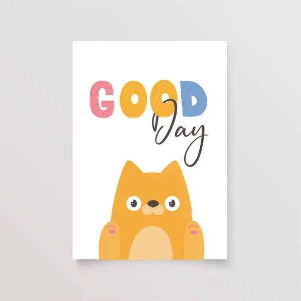 Template Postcard Cat Lettering Print Design Poster — Vetor de Stock