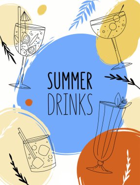 Renkli gözlüklü menü ya da kafe için poster tasarımı şablonu. Doku brusher Tasarımı