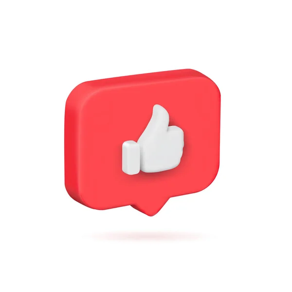 Red Bubble Thumb Button Icon Feedback Concept Isolated White Background — 스톡 벡터