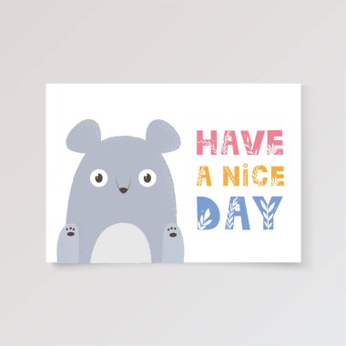 template postcard with mouse and lettering for print, design, poster