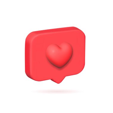 Red bubble like thumb up button or feedback heart icon isolated on white background 3d rendering Vector illustration
