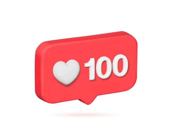 Red Bubble Thumb Button Feedback Heart Icon Isolated White Background — Stockvektor