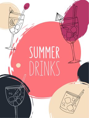 Renkli gözlüklü menü ya da kafe için poster tasarımı şablonu. Doku brusher Tasarımı