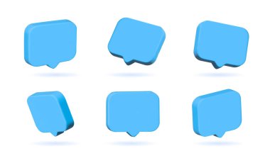 Icon set Blue bubble like button or icon for feedback isolated on white background 3d rendering Vector illustration