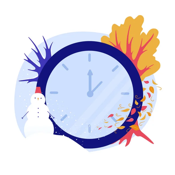 Ilustración Reloj Tiempo Invierno Verano Reloj Polo Primavera Otoño Vector — Archivo Imágenes Vectoriales