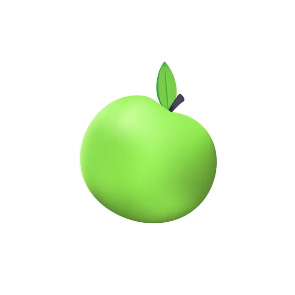 Realistische Groene Apple Fruit Vector Illustratie Personen — Stockvector