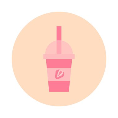 Plastik bardaklar ve pipetlerle çilekli içecek..