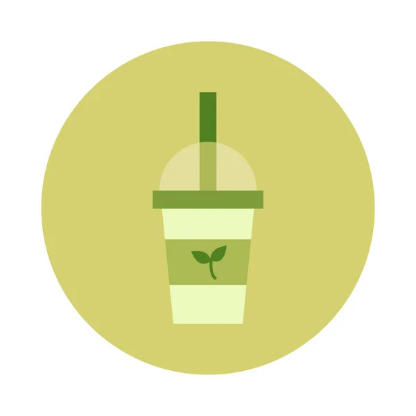 Grüner Tee Aromatisiertes Getränk Einem Plastikbecher Mit Einem Strohhalm — Stockvektor