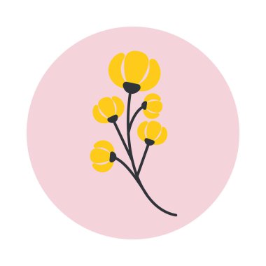 Sarı çiçekli element. Çiçek buketleri, tebrik kartları, düğün davetiyeleri ve Paskalya için çiçek tasarımı.