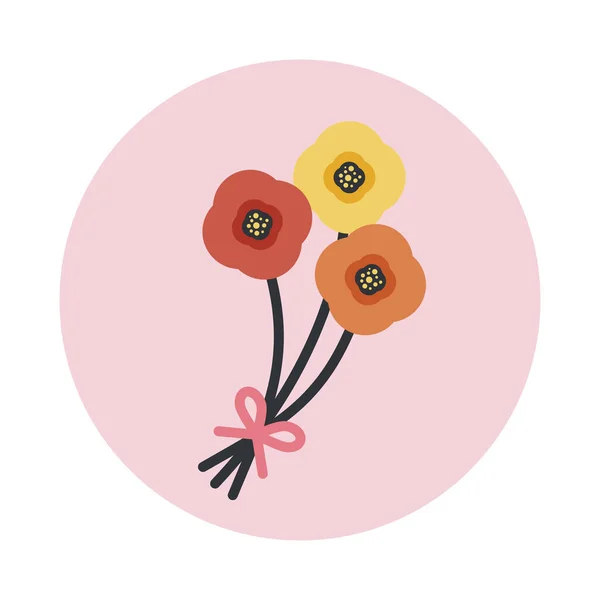 Three Flower Stalks Element Floral Illustration Design Creating Wreaths Greeting — Stock Vector