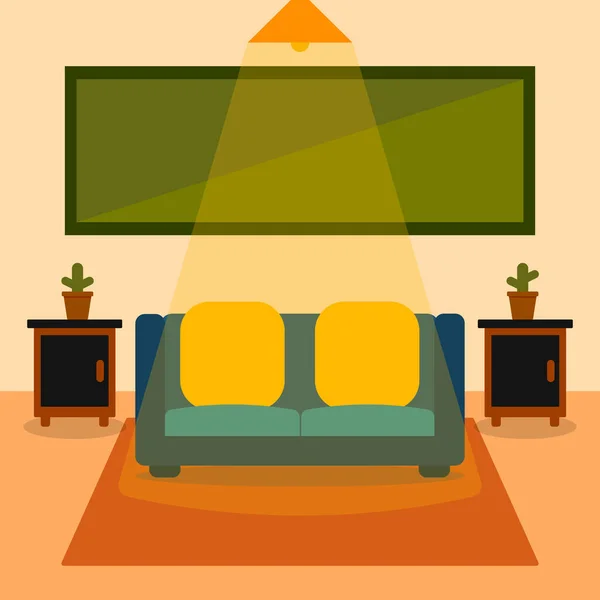 Living Room Interiors Simple Room Design Sofa Drawer Table Mini — Stockový vektor