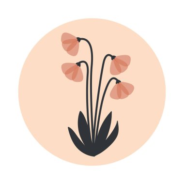 Abstract flower illustration. Design elements for social media, stickers, posters, greeting cards, wall hangings, etc.