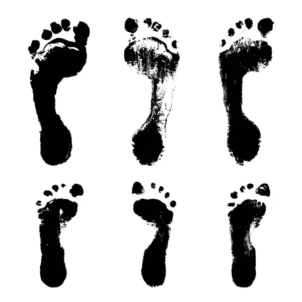 Footprint Boy Child Teenager Imprint Sole Foot Set Vector Illustration — Stock Vector