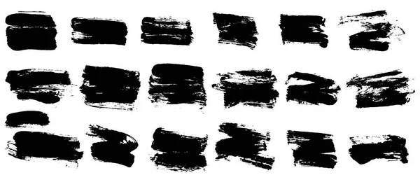 Coups Pinceau Peinture Noire Ensemble Éléments Conception Grunge Illustration Vectorielle — Image vectorielle