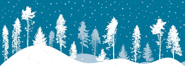 Красиві Білі Ялини Сосни Снігопадах Снігопадах Прекрасний Краєвид Векторні Ілюстрації — стоковий вектор